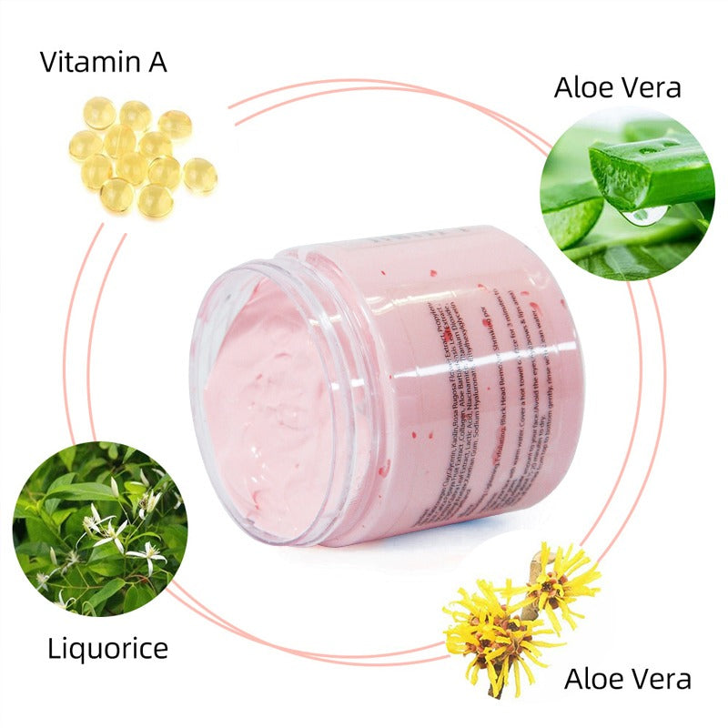 Pink Rose Clay Mask (Black Head Remover and Shrinks Pores)