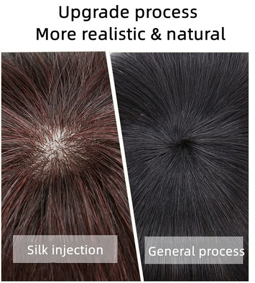 Silk Base Toupee Natural Black Womens Human Hair Topper