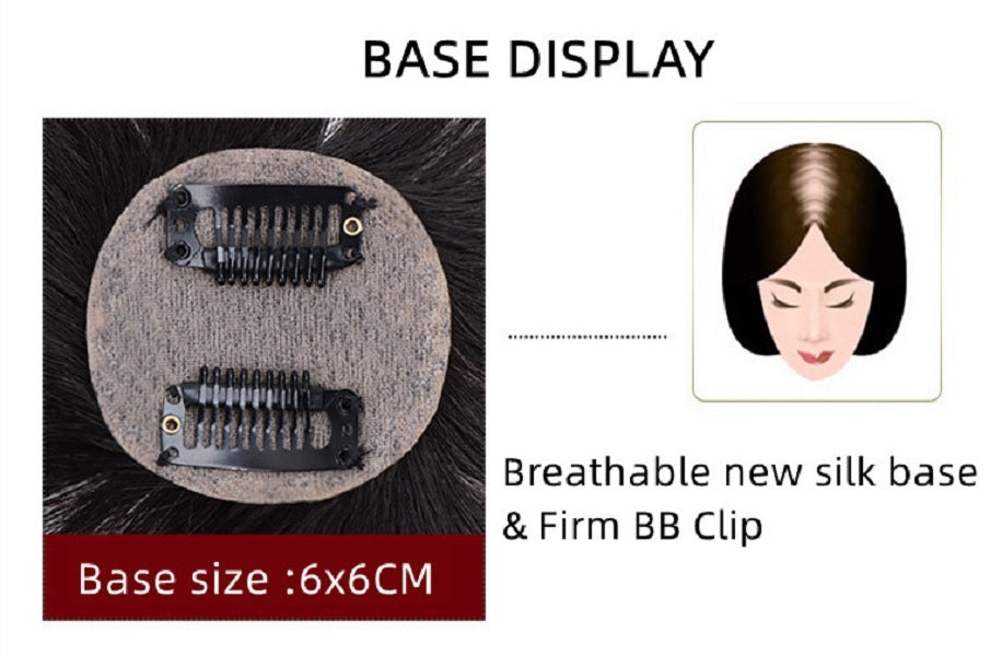 Silk Base Toupee Natural Black Womens Human Hair Topper