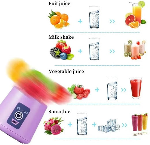 Mini Fruit Juicer Ice Smoothie 6 Blade Mini Home USB Rechargeable Portable Blender